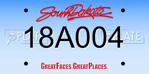 18A004 South Dakota License Plate