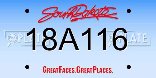 18A116 South Dakota License Plate