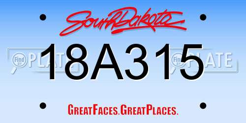 18A315 South Dakota License Plate