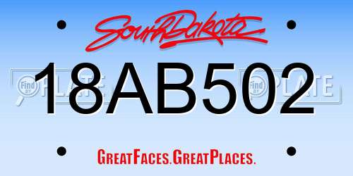 18AB502 South Dakota License Plate