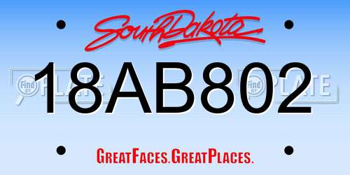 18AB802 South Dakota License Plate