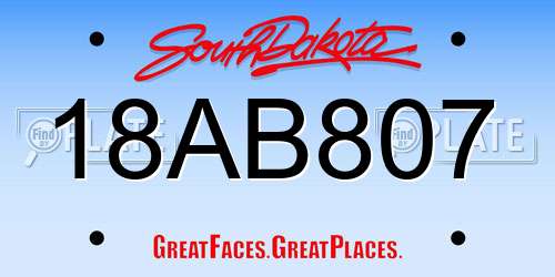 18AB807 South Dakota License Plate
