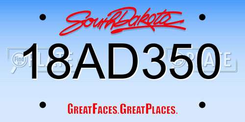 18AD350 South Dakota License Plate