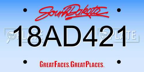 18AD421 South Dakota License Plate