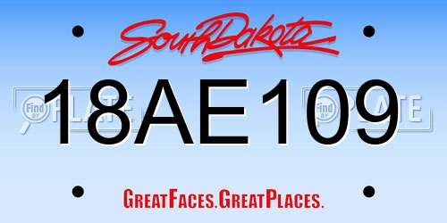18AE109 South Dakota License Plate