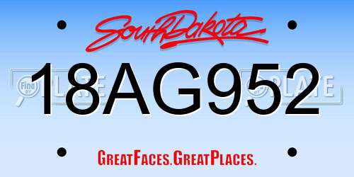 18AG952 South Dakota License Plate
