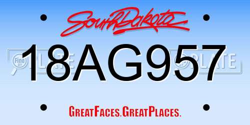 18AG957 South Dakota License Plate