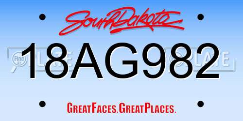 18AG982 South Dakota License Plate