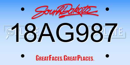 18AG987 South Dakota License Plate