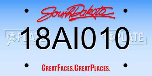 18AI010 South Dakota License Plate