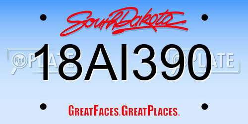 18AI390 South Dakota License Plate