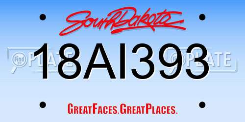 18AI393 South Dakota License Plate