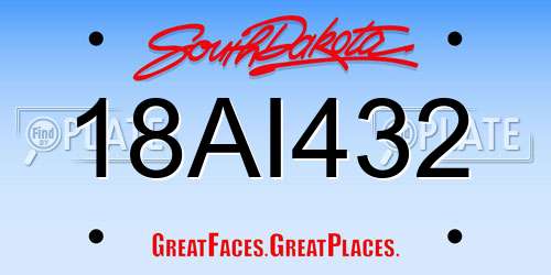 18AI432 South Dakota License Plate