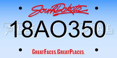 18AO350 South Dakota License Plate