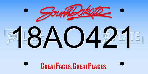 18AO421 South Dakota License Plate