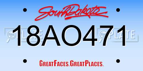 18AO471 South Dakota License Plate