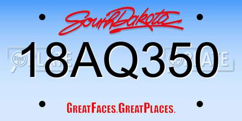 18AQ350 South Dakota License Plate
