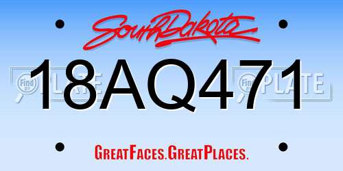18AQ471 South Dakota License Plate