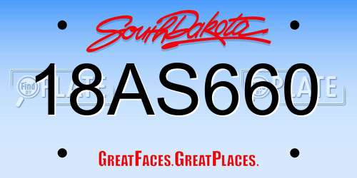 18AS660 South Dakota License Plate
