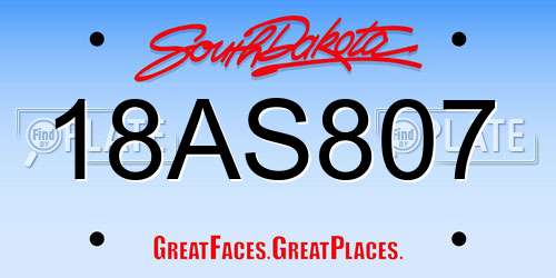 18AS807 South Dakota License Plate