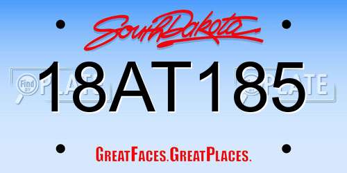18AT185 South Dakota License Plate