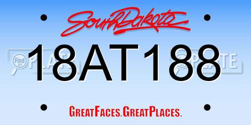18AT188 South Dakota License Plate