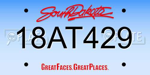 18AT429 South Dakota License Plate