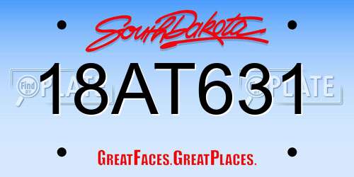 18AT631 South Dakota License Plate