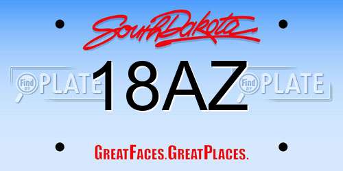 18AZ South Dakota License Plate