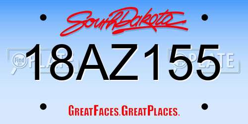 18AZ155 South Dakota License Plate