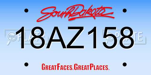 18AZ158 South Dakota License Plate