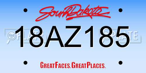 18AZ185 South Dakota License Plate