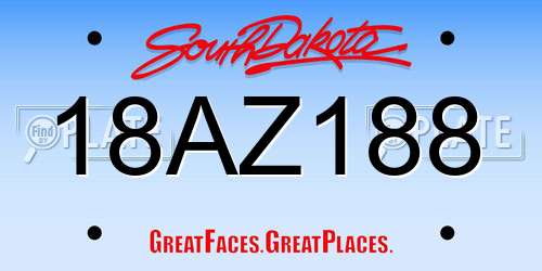 18AZ188 South Dakota License Plate
