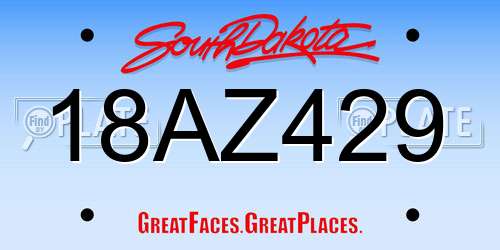 18AZ429 South Dakota License Plate