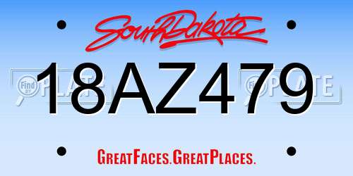 18AZ479 South Dakota License Plate