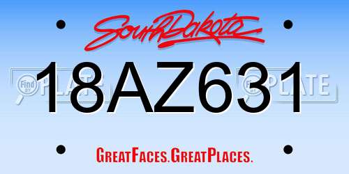 18AZ631 South Dakota License Plate