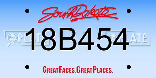18B454 South Dakota License Plate