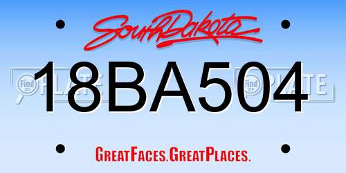 18BA504 South Dakota License Plate