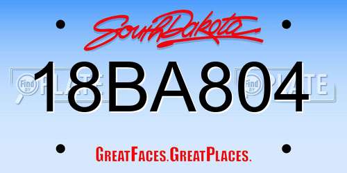 18BA804 South Dakota License Plate