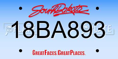 18BA893 South Dakota License Plate