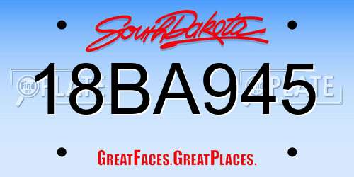 18BA945 South Dakota License Plate