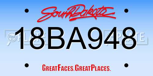 18BA948 South Dakota License Plate