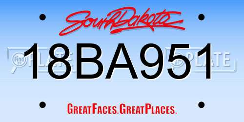 18BA951 South Dakota License Plate