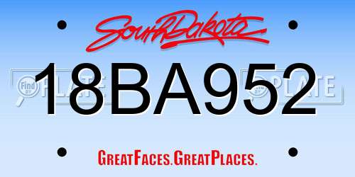 18BA952 South Dakota License Plate