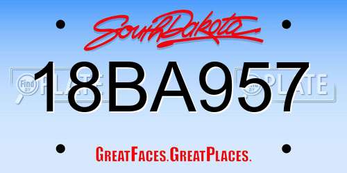 18BA957 South Dakota License Plate