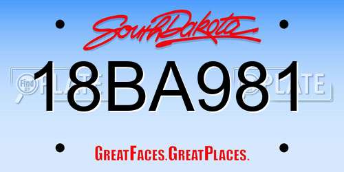 18BA981 South Dakota License Plate