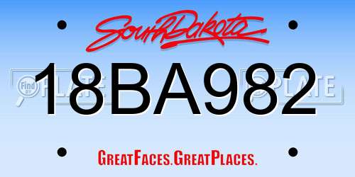 18BA982 South Dakota License Plate