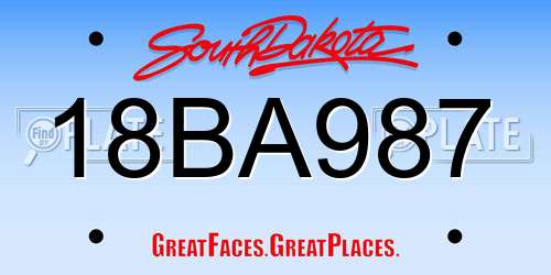 18BA987 South Dakota License Plate