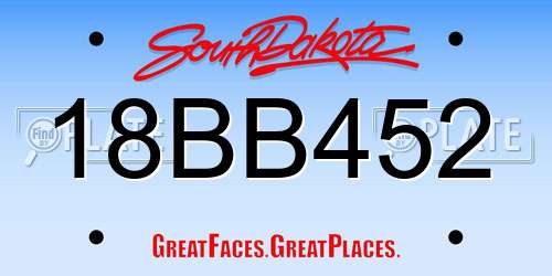 18BB452 South Dakota License Plate