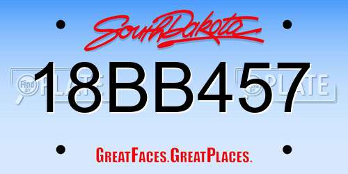 18BB457 South Dakota License Plate